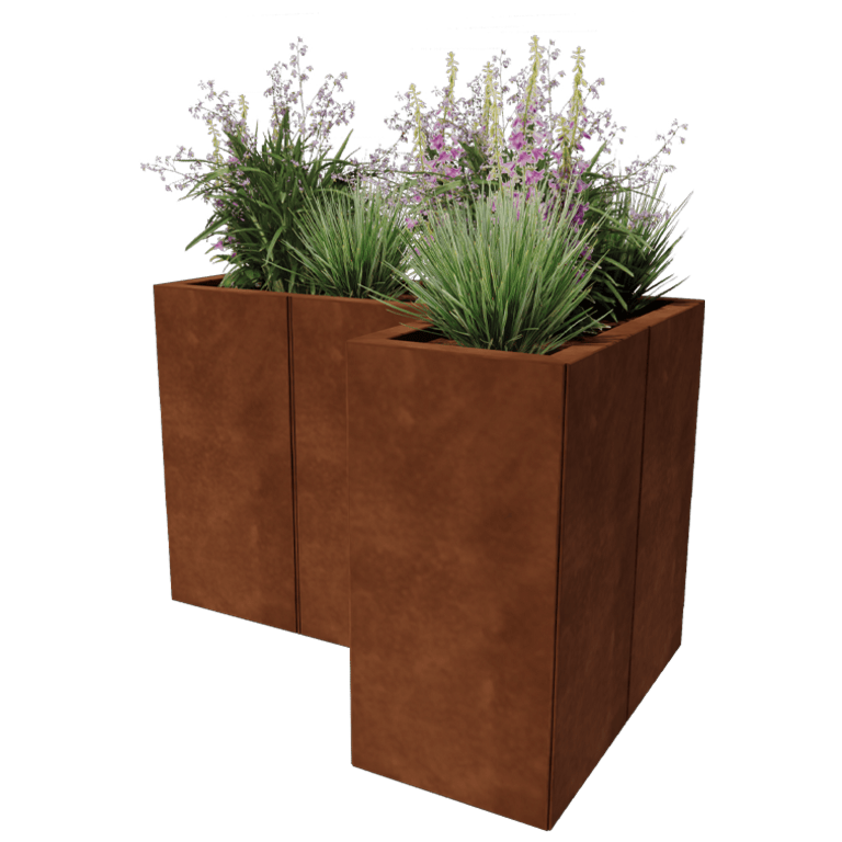 Corten-teräksinen istutuslaatikko - L-muotoinen - 90 x 60 cm