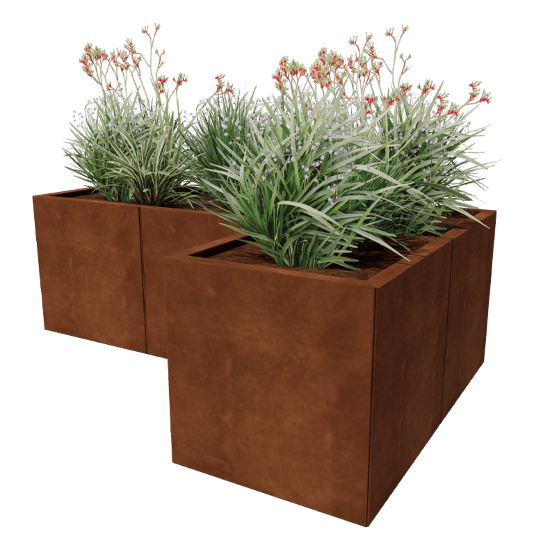 Corten-teräksinen istutuslaatikko - L-muotoinen - 150 x 100 cm