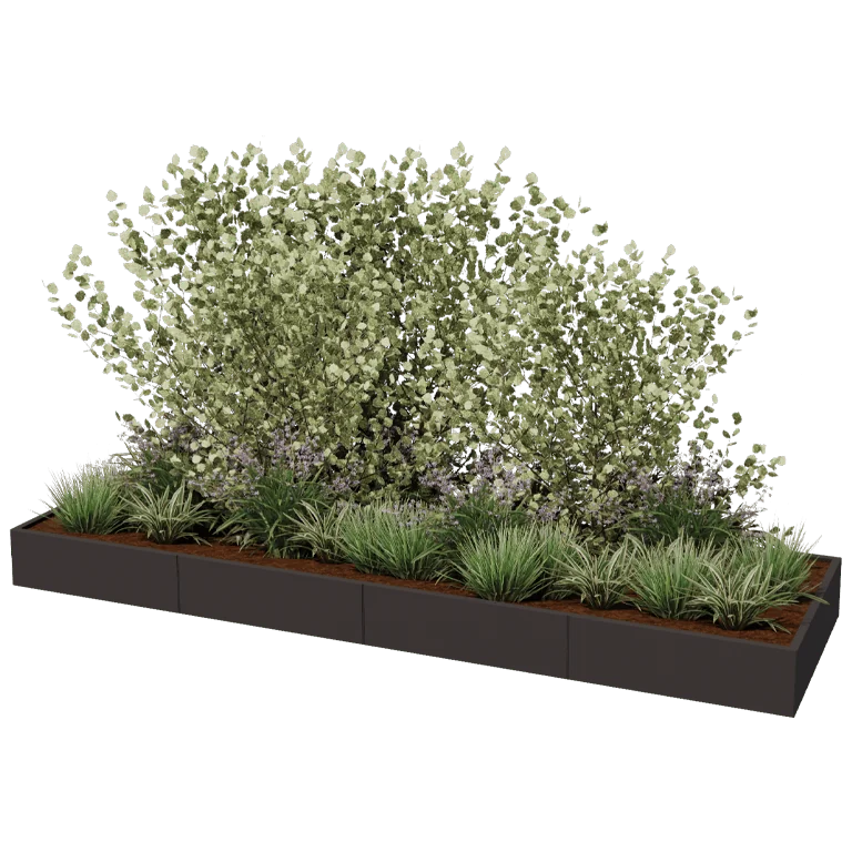 Teräksinen istutuslaatikko XXL - Suorakaiteen muotoiset - 400 x 120 x 80 cm - RAL9010 matta (valkoinen) - Pohjalevyllä