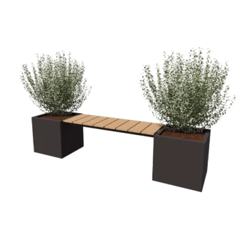 Teräksinen istutuslaatikko - Neliönmuotoiset - 221,2 x 50 x 50 cm - Muu RAL-väri - Pohjalevyllä - Penkillä