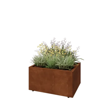 Corten-teräksinen istutuslaatikko - Suorakaiteen muotoiset - 80 x 60 x 40 cm - Pohjalevyllä - Jaloilla