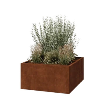 Corten-teräksinen istutuslaatikko - Neliönmuotoiset - 120 x 120 x 60 cm - Hitsattu - Ilman pohjalevyä