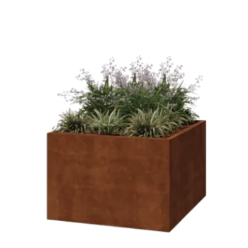 Corten-teräksinen istutuslaatikko - Neliönmuotoiset - 120 x 120 x 80 cm - Hitsattu - Pohjalevyllä