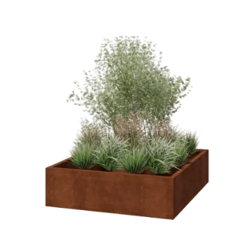 Corten-teräksinen istutuslaatikko - Neliönmuotoiset - 140 x 140 x 40 cm - Hitsattu - Ilman pohjalevyä