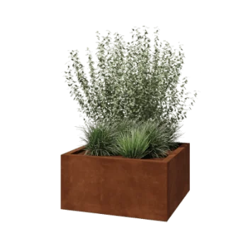 Corten-teräksinen istutuslaatikko - Neliönmuotoiset - 80 x 80 x 40 cm - Hitsattu - Pohjalevyllä