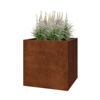 Corten-teräksinen istutuslaatikko - Neliönmuotoiset - 80 x 80 x 80 cm - Hitsattu - Pohjalevyllä