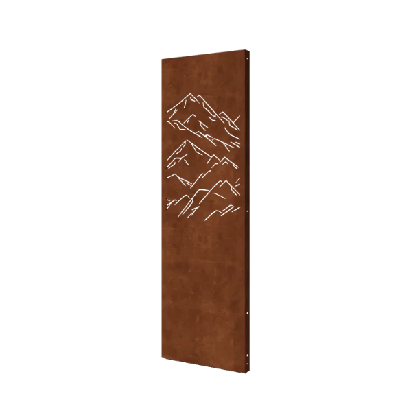 Corten-teräksinen koristepaneeli - Vuoret 1 - 60 x 6 x 190 cm
