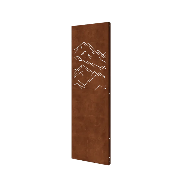 Corten-teräksinen koristepaneeli - Vuoret 3 - 60 x 6 x 190 cm