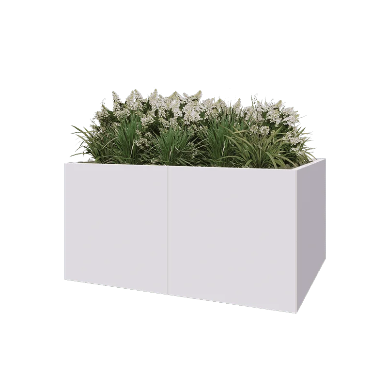 Teräksinen istutuslaatikko XXL - Suorakaiteen muotoiset - 160 x 120 x 80 cm - RAL9010 matta (valkoinen) - Pohjalevyllä