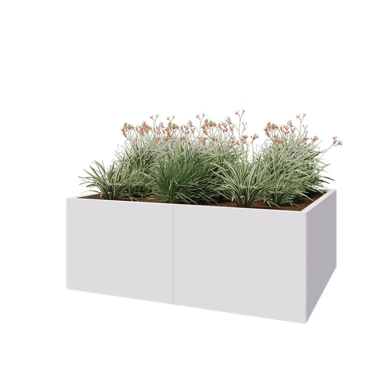 Teräksinen istutuslaatikko XXL - Suorakaiteen muotoiset - 160 x 120 x 60 cm - RAL9010 matta (valkoinen) - Pohjalevyllä