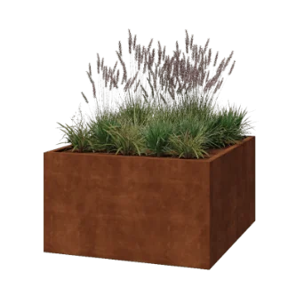 Corten-teräksinen istutuslaatikko - Neliönmuotoiset - 140 x 140 x 80 cm - Hitsattu - Ilman pohjalevyä