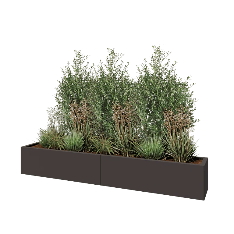 Teräksinen istutuslaatikko XXL - Suorakaiteen muotoiset - 200 x 30 x 30 cm - Muu RAL-väri - Pohjalevyllä
