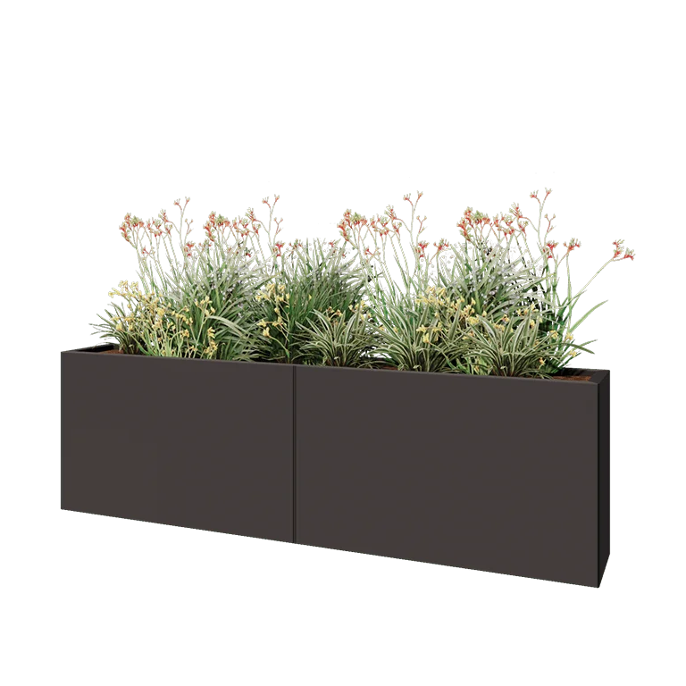 Teräksinen istutuslaatikko XXL - Suorakaiteen muotoiset - 200 x 30 x 60 cm - Muu RAL-väri - Ilman pohjalevyä