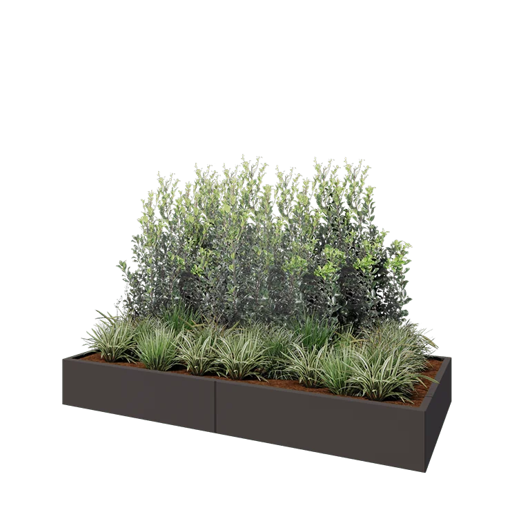 Teräksinen istutuslaatikko XXL - Suorakaiteen muotoiset - 240 x 100 x 30 cm - RAL7016 matta (antrasiitinharmaa) - Ilman pohjalevyä