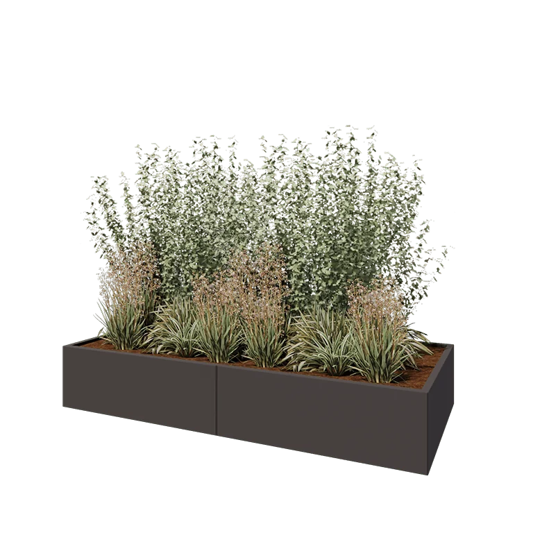 Teräksinen istutuslaatikko XXL - Suorakaiteen muotoiset - 240 x 100 x 40 cm - RAL7016 matta (antrasiitinharmaa) - Ilman pohjalevyä