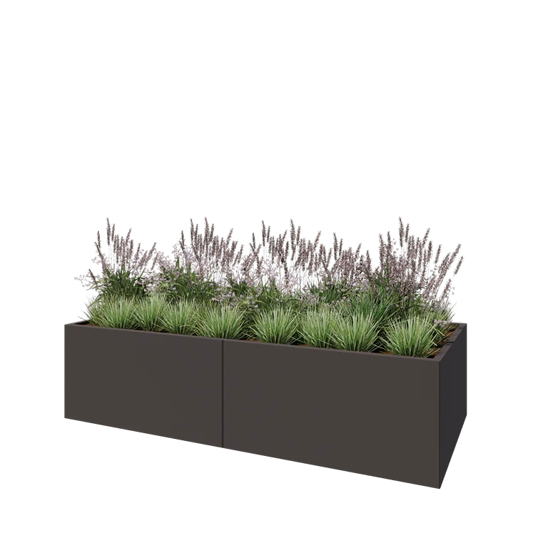 Teräksinen istutuslaatikko XXL - Suorakaiteen muotoiset - 240 x 100 x 60 cm - RAL7016 matta (antrasiitinharmaa) - Pohjalevyllä