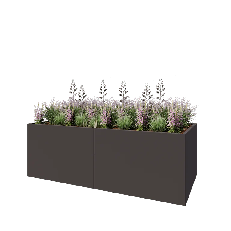Teräksinen istutuslaatikko XXL - Suorakaiteen muotoiset - 240 x 100 x 80 cm - RAL7016 matta (antrasiitinharmaa) - Pohjalevyllä