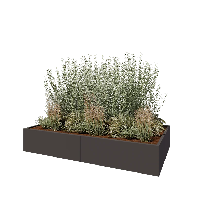 Teräksinen istutuslaatikko XXL - Suorakaiteen muotoiset - 240 x 120 x 40 cm - RAL7016 matta (antrasiitinharmaa) - Ilman pohjalevyä
