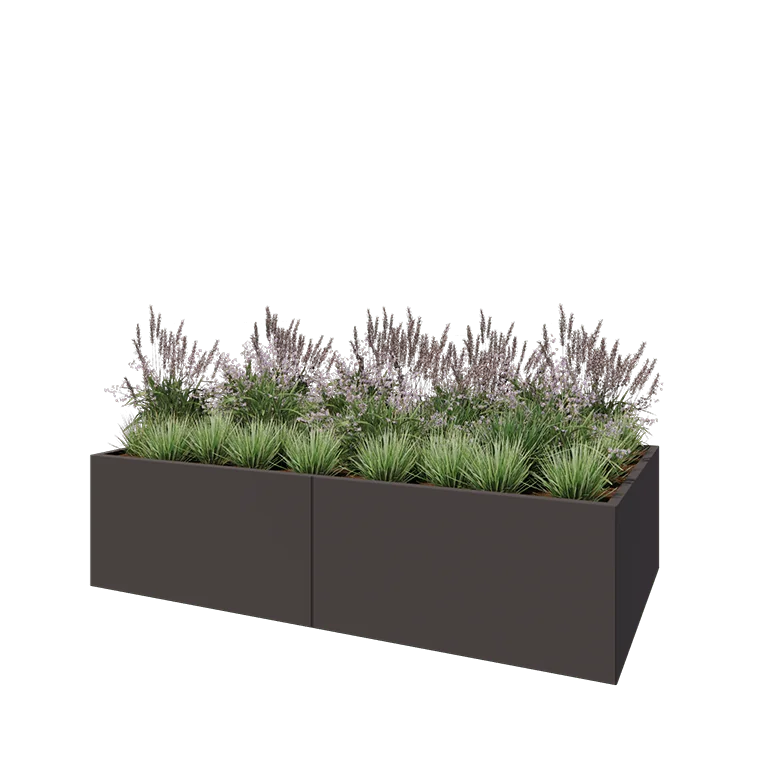 Teräksinen istutuslaatikko XXL - Suorakaiteen muotoiset - 240 x 120 x 60 cm - RAL7016 matta (antrasiitinharmaa) - Ilman pohjalevyä