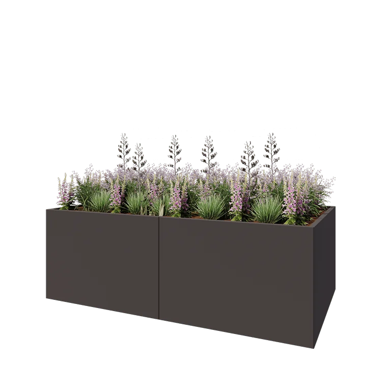 Teräksinen istutuslaatikko XXL - Suorakaiteen muotoiset - 240 x 120 x 80 cm - RAL7016 matta (antrasiitinharmaa) - Pohjalevyllä