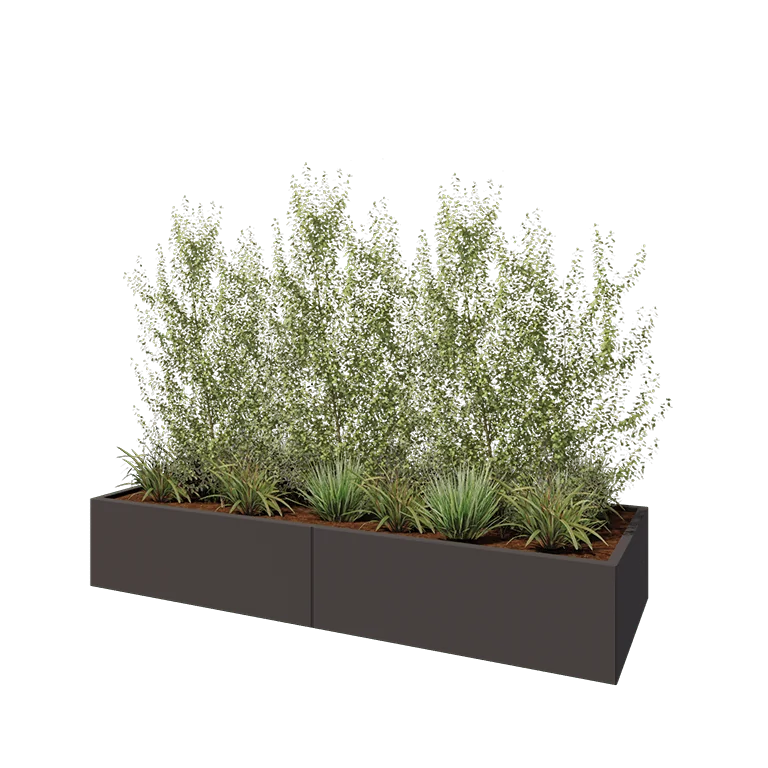 Teräksinen istutuslaatikko XXL - Suorakaiteen muotoiset - 240 x 80 x 40 cm - RAL7016 matta (antrasiitinharmaa) - Pohjalevyllä