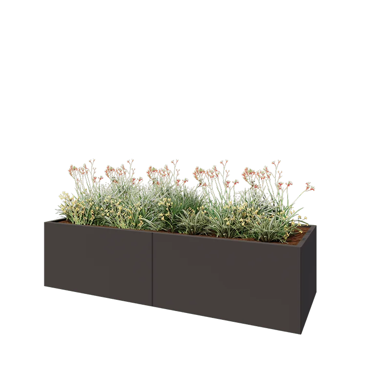 Teräksinen istutuslaatikko XXL - Suorakaiteen muotoiset - 240 x 80 x 60 cm - RAL7016 matta (antrasiitinharmaa) - Ilman pohjalevyä