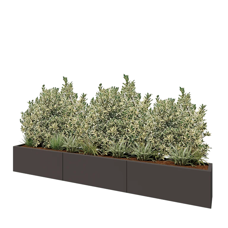 Teräksinen istutuslaatikko XXL - Suorakaiteen muotoiset - 300 x 30 x 40 cm - RAL7016 matta (antrasiitinharmaa) - Ilman pohjalevyä